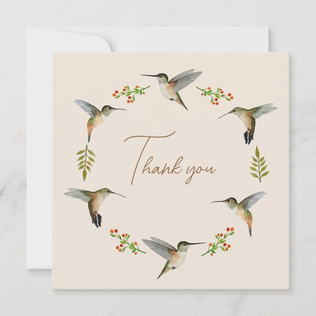 Custom Allen's Hummingbirds  Thank You Card (Front)