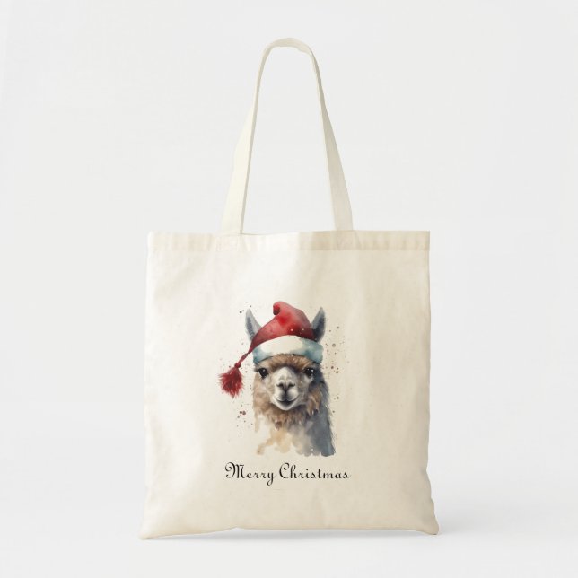 Custom Alpaca Christmas Gift Tote Bag (Front)