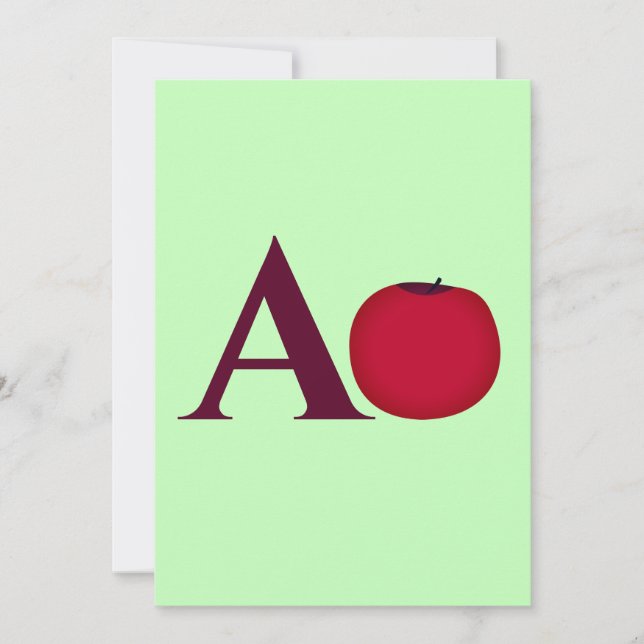 Custom Alphabet Letter A Apple Invitation (Front)