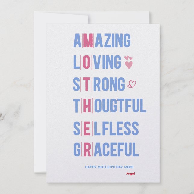 Custom Amazing Mom Qualities Card for Mother's Day (Front)