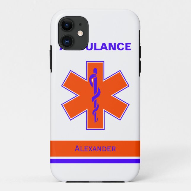 Custom Ambulance Orange and Blue Star of Life Case-Mate iPhone Case (Back)