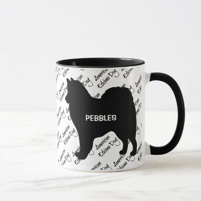 CUSTOM American Eskimo Dog Silhouette Mug (Right)