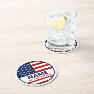 Custom American Flag Election Campaign  Round Paper Coaster