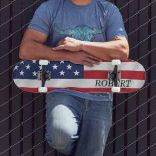 Custom American Flag USA July 4th Personalized Skateboard