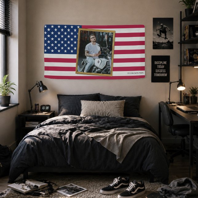Custom American Flag with Your Photo, Dorm Decor Banner (Custom American Flag with Your Photo, Dorm Decor Banner)