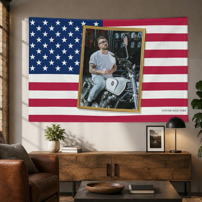 Custom American Flag with Your Photo, Dorm Decor Banner (Custom American Flag with Your Photo, Dorm Decor Banner)