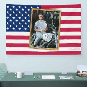 Custom American Flag with Your Photo, Dorm Decor Banner