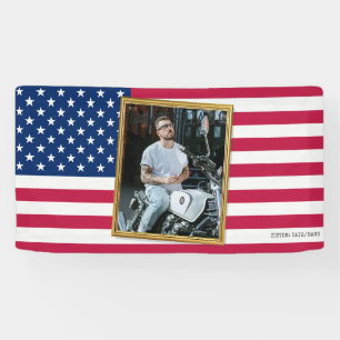 Custom American Flag with Your Photo, Dorm Decor Banner