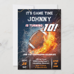 Custom American Football Birthday Invitation