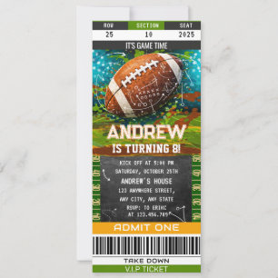 Custom American Football Ticket birthday party Invitation