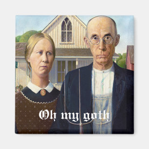 Custom American Gothic Goth Party Grant Wood Magnet