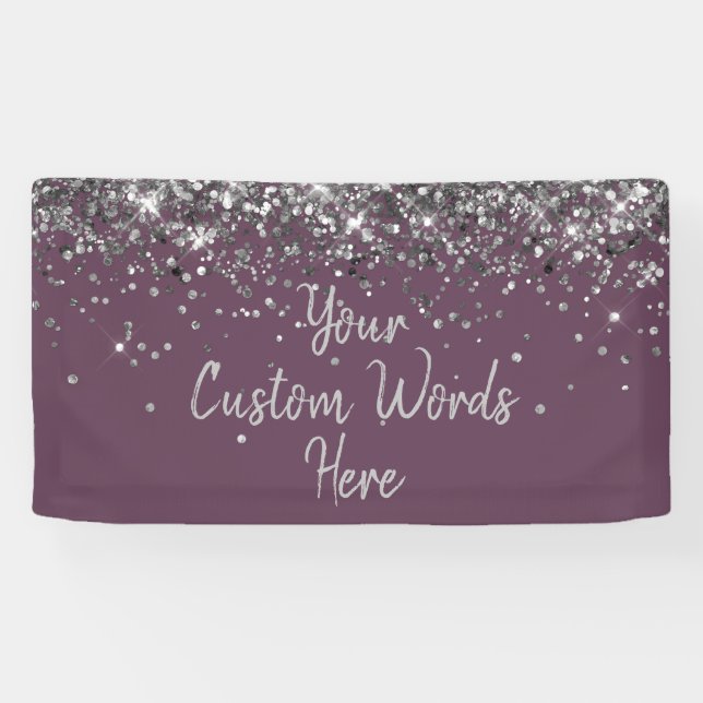 Custom Amethyst & Silver Customized Birthday Party Banner (Horizontal)