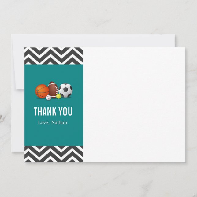 Custom an all-star sport birthday thank you card (Front)