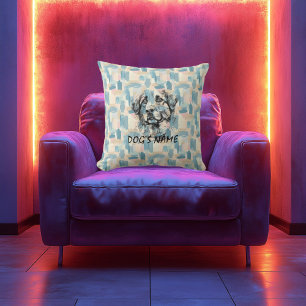 Custom Anatolian Shepherd Portrait Abstract Back Throw Pillow