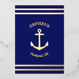 Custom Anchor Emblem Nautical (blue) Card