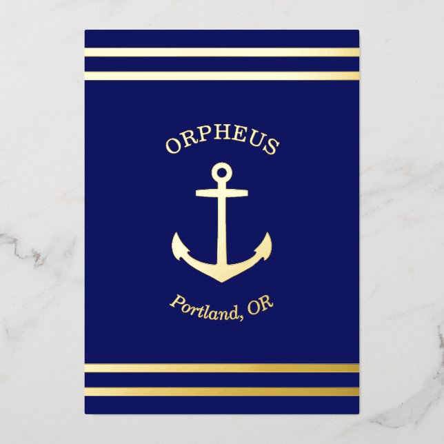 Custom Anchor Emblem Nautical (blue) Card (Front)