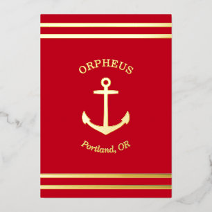 Custom Anchor Emblem Nautical (red) Card