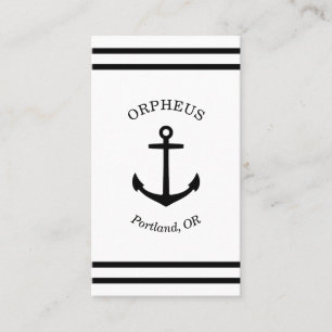 Custom Anchor Emblem Nautical (white & black) Business Card