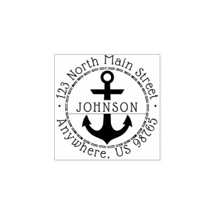 Custom Anchor Family Name Return Address Rubber Stamp