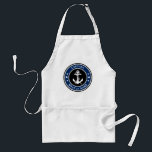 Custom Anchor & Rope Captain Boat or Name Navy Standard Apron<br><div class="desc">A Custom Naval Anchor and Rope Design with Personalized Captain or other Title and Your Boat Name or other custom text in Navy Blue on an Adult BBQ Chef Apron. Makes a great gift and conversation piece for any occasion.</div>