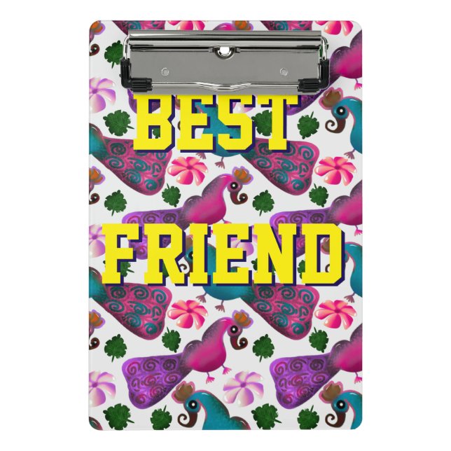 Custom and personalized bird pattern  mini clipboard (Front)