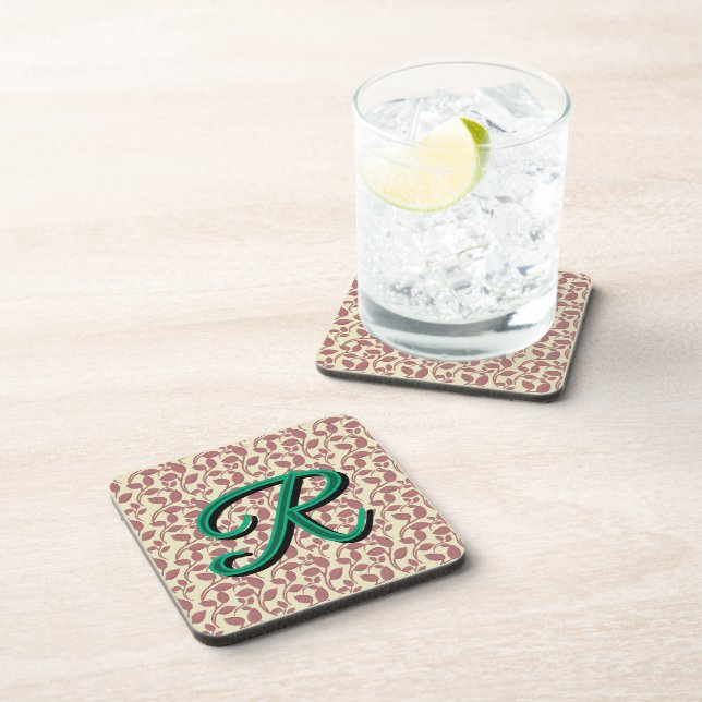 Custom and personalized botanical pattern  coaster (Right Side)