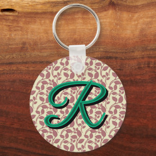 Custom and personalized botanical pattern  keychain
