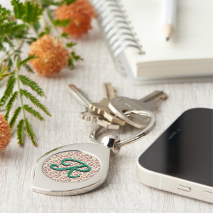 Custom and personalized botanical pattern  keychain