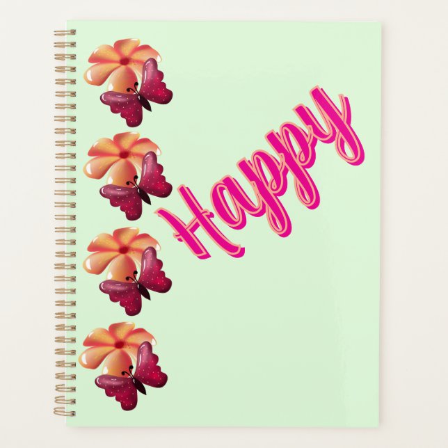 Custom and personalized Butterfly and Flower  Planner (Front)