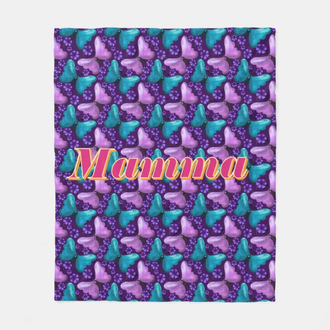 Custom and personalized butterfly floral gift   fleece blanket (Front)