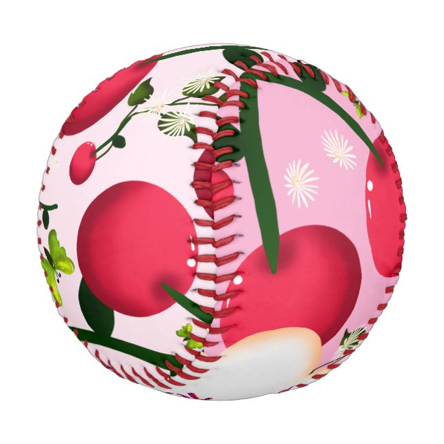 Custom and personalized cherry butterfly gift  baseball (Angled)