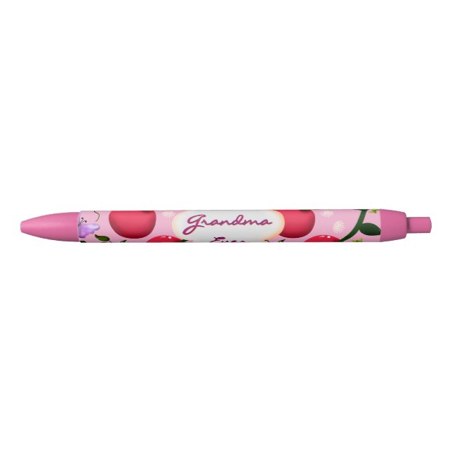 Custom and personalized cherry butterfly gift  black ink pen (Front)