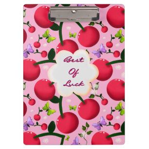 Custom and personalized cherry butterfly gift clipboard