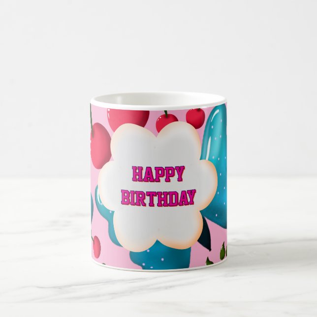 Custom and personalized cherry butterfly gift   coffee mug (Center)