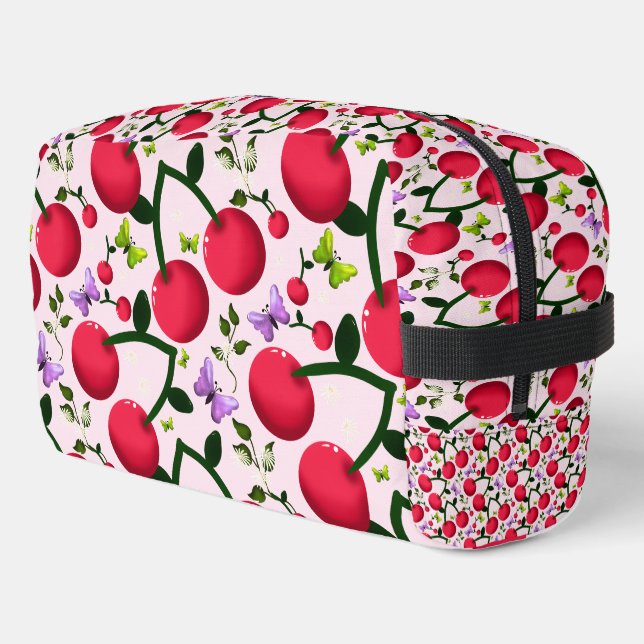 Custom and personalized cherry butterfly gift  dopp kit (Left Corner)