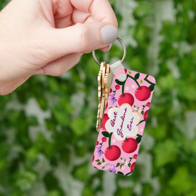 Custom and personalized cherry butterfly gift  keychain (Hand)