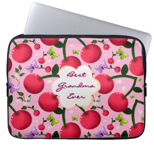 Custom and personalized cherry butterfly gift laptop sleeve