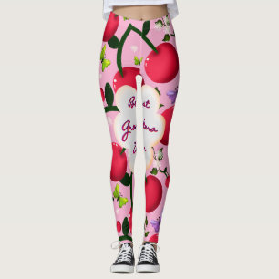 Custom and personalized cherry butterfly gift leggings