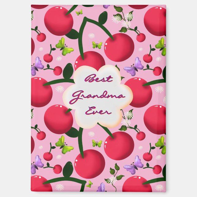 Custom and personalized cherry butterfly gift  magnet (Front)