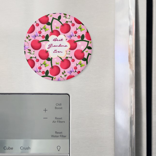 Custom and personalized cherry butterfly gift  magnet (In Situ (Fridge))
