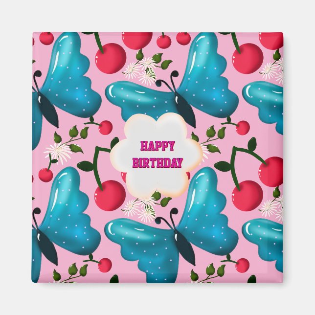 Custom and personalized cherry butterfly gift   magnet (Front)