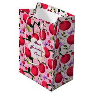 Custom and personalized cherry butterfly gift  medium gift bag