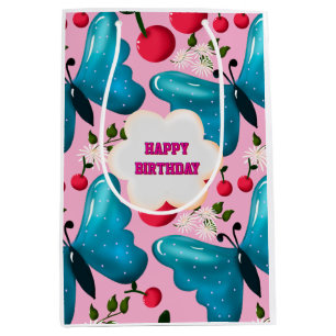 Custom and personalized cherry butterfly gift medium gift bag