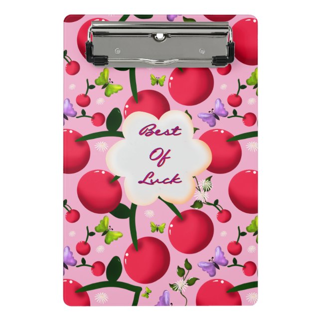 Custom and personalized cherry butterfly gift  mini clipboard (Front)