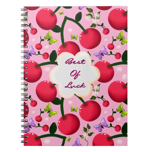 Custom and personalized cherry butterfly gift  notebook (Front)