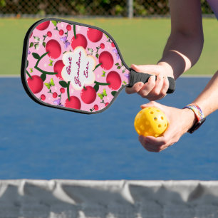 Custom and personalized cherry butterfly gift pickleball paddle
