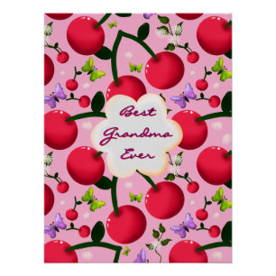 Custom and personalized cherry butterfly gift poster