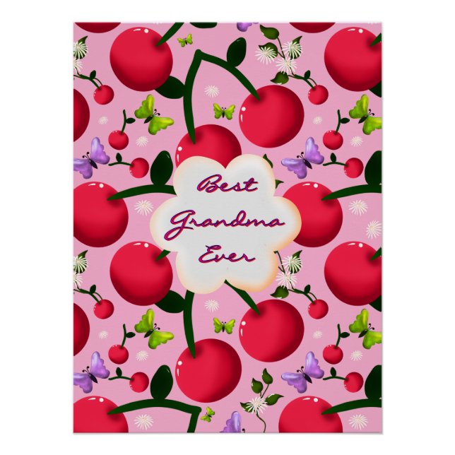 Custom and personalized cherry butterfly gift  poster (Front)