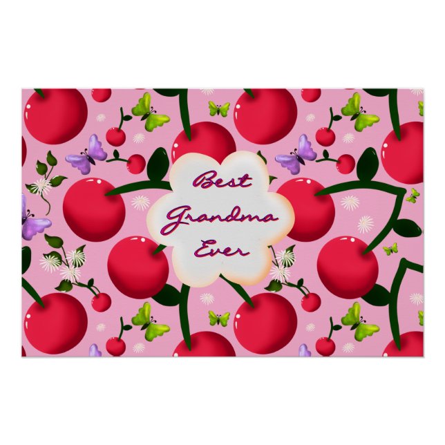 Custom and personalized cherry butterfly gift  poster (Front)