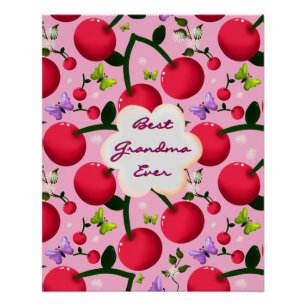 Custom and personalized cherry butterfly gift poster